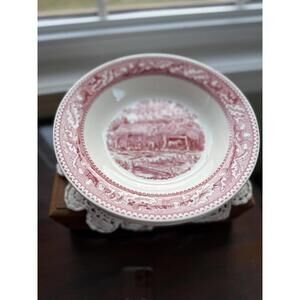 Vintage Memory Lane Royal China Ironstone Red Transferware 8.25" Bowls Set Of 3